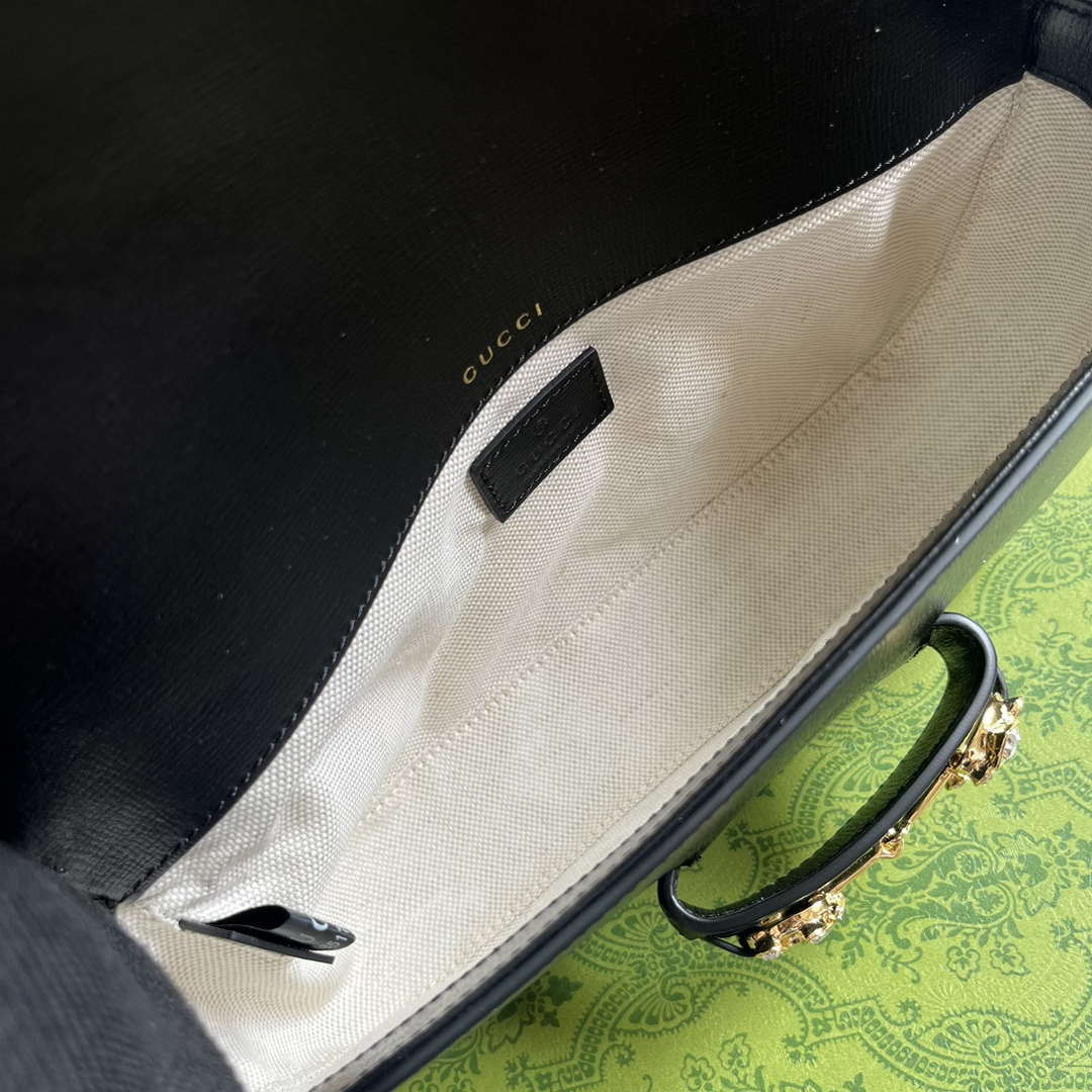Gucci 735178 Gucci Horsebit 1955 small shoulder bag Black - Default Title - View 8