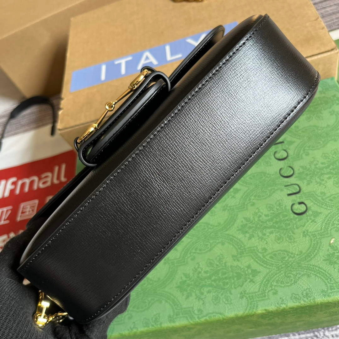 Gucci 735178 Gucci Horsebit 1955 small shoulder bag Black - Default Title - View 6