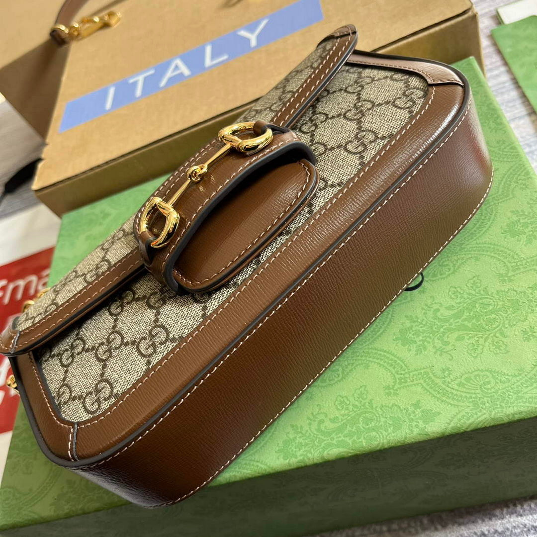 Gucci 735178 Gucci Horsebit 1955 small shoulder bag Brown - Default Title - View 3