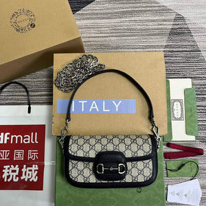 Gucci 735178 Gucci Horsebit 1955 small shoulder bag Navy blue - Default Title - View 1