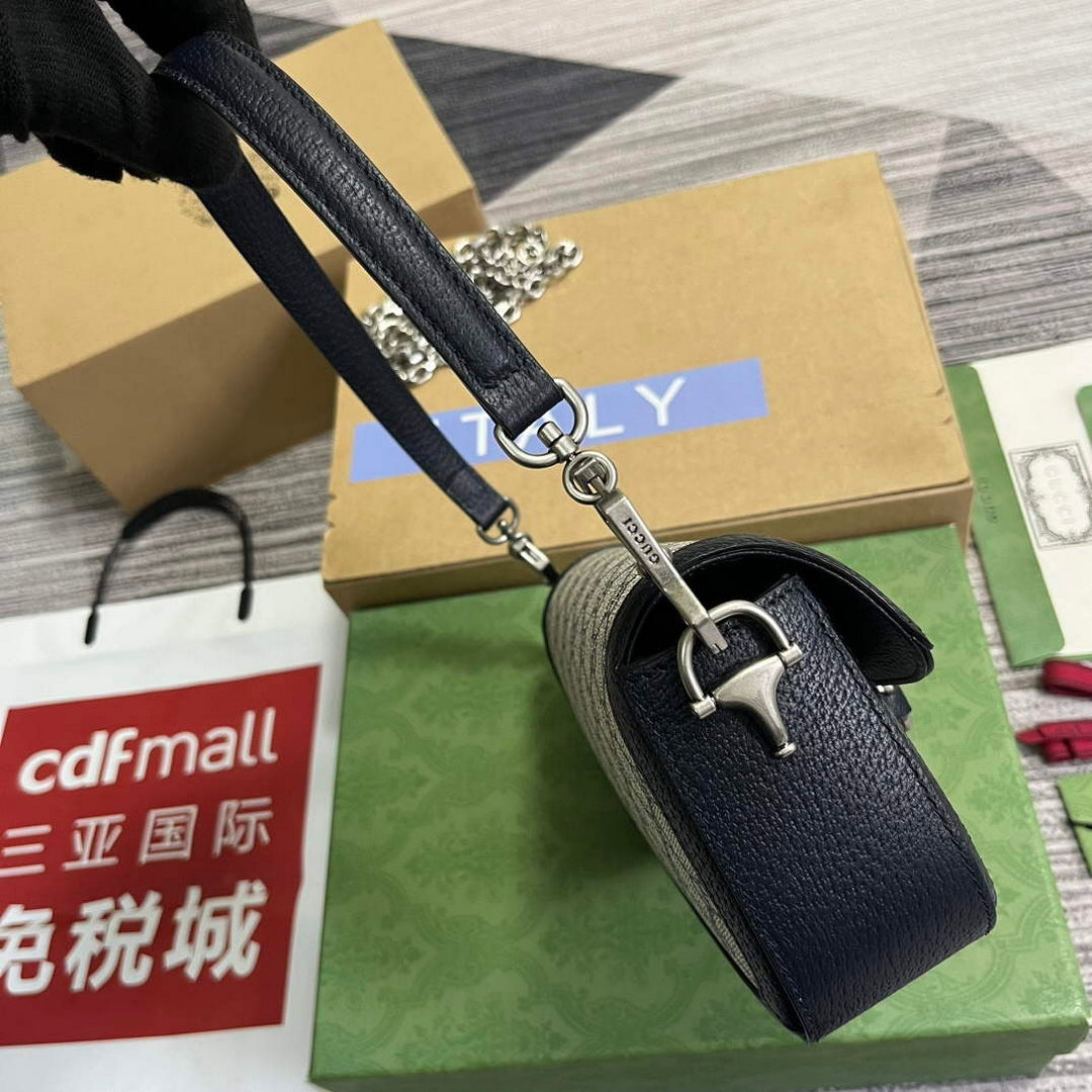 Gucci 735178 Gucci Horsebit 1955 small shoulder bag Navy blue - Default Title - View 3