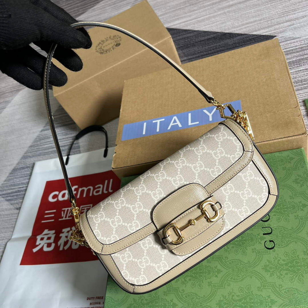 Gucci 735178 Gucci Horsebit 1955 small shoulder bag Oatmeal