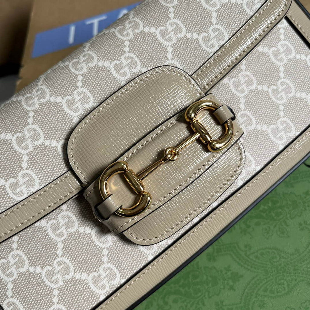 Gucci 735178 Gucci Horsebit 1955 small shoulder bag Oatmeal