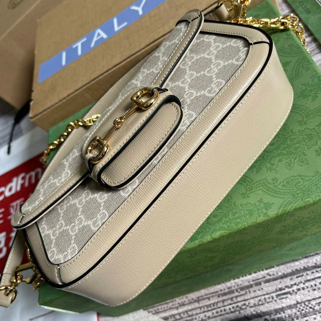 Gucci 735178 Gucci Horsebit 1955 small shoulder bag Oatmeal