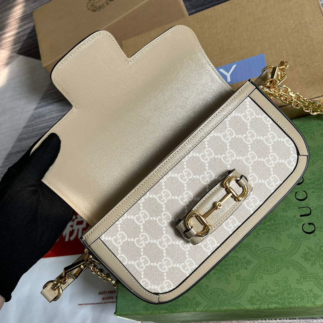 Gucci 735178 Gucci Horsebit 1955 small shoulder bag Oatmeal - Default Title - View 7