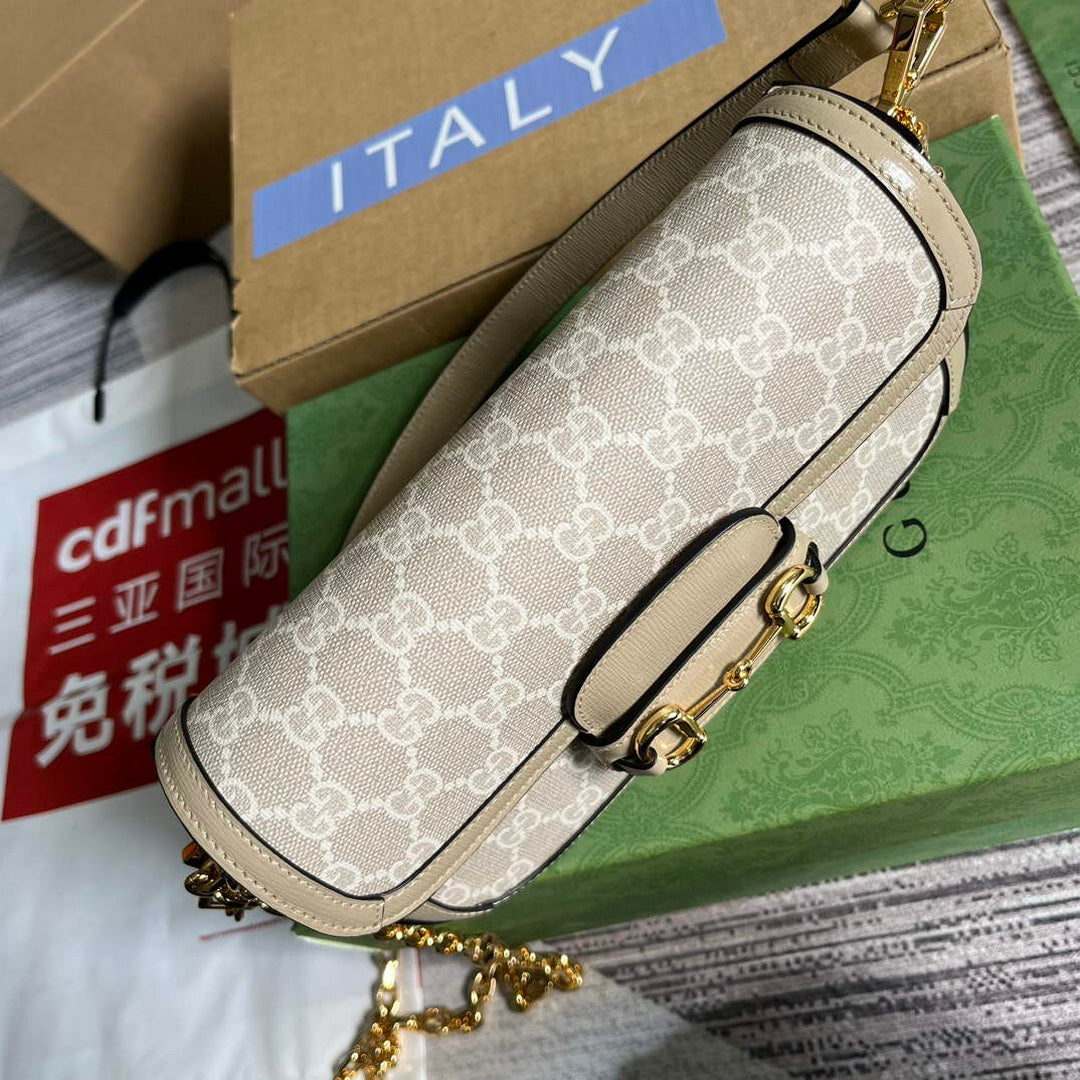 Gucci 735178 Gucci Horsebit 1955 small shoulder bag Oatmeal