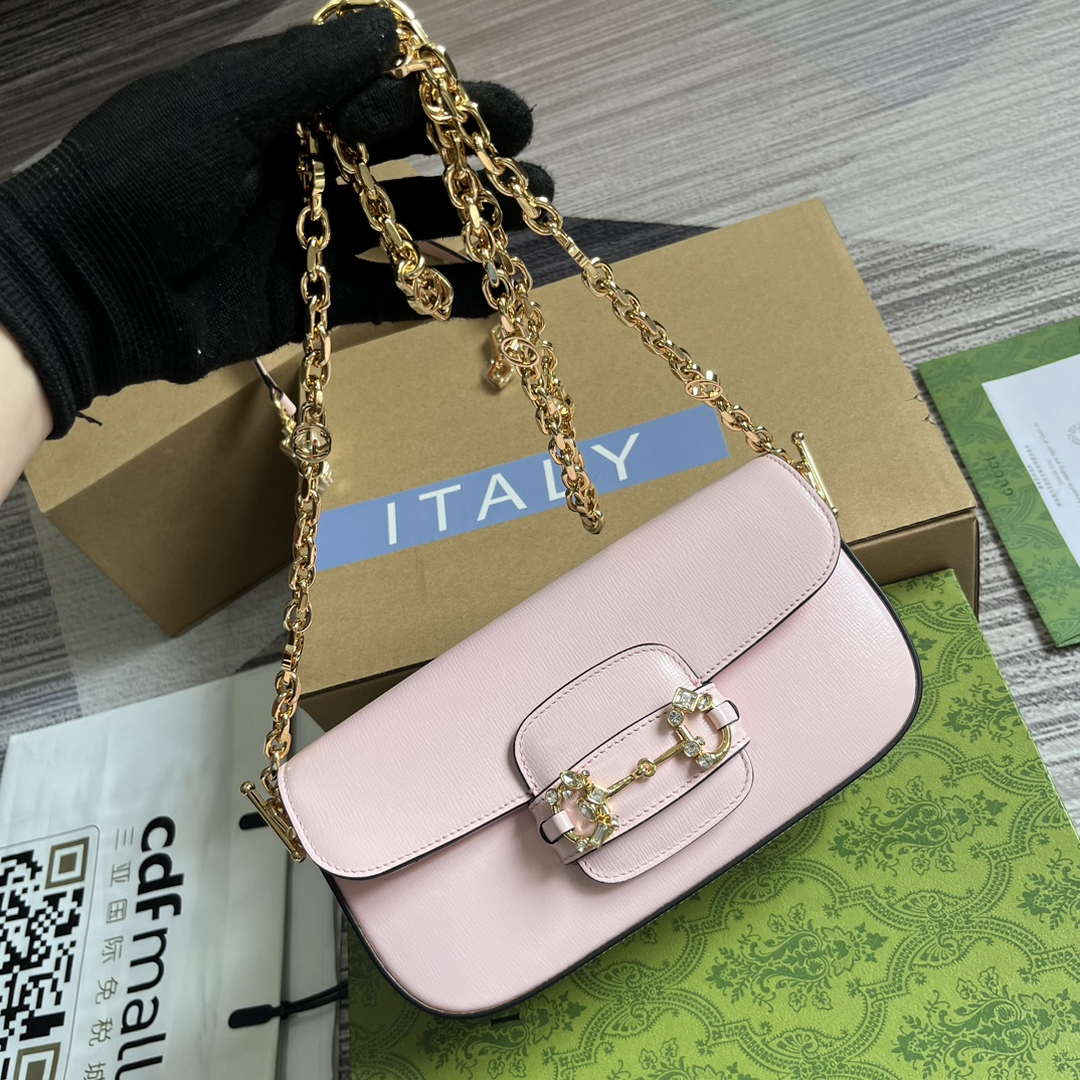 Gucci 735178 Gucci Horsebit 1955 small shoulder bag Pink