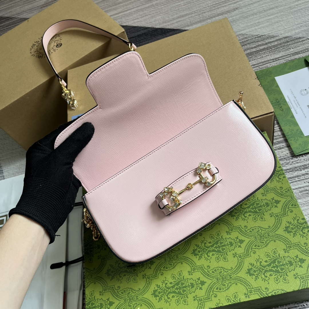 Gucci 735178 Gucci Horsebit 1955 small shoulder bag Pink - Default Title - View 7
