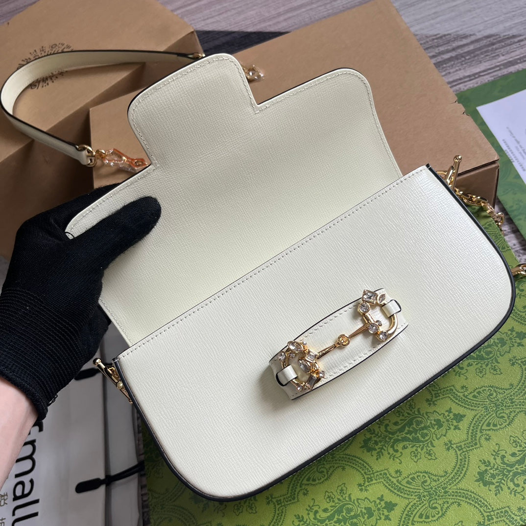 Gucci 735178 Gucci Horsebit 1955 small shoulder bag White - Default Title - View 4