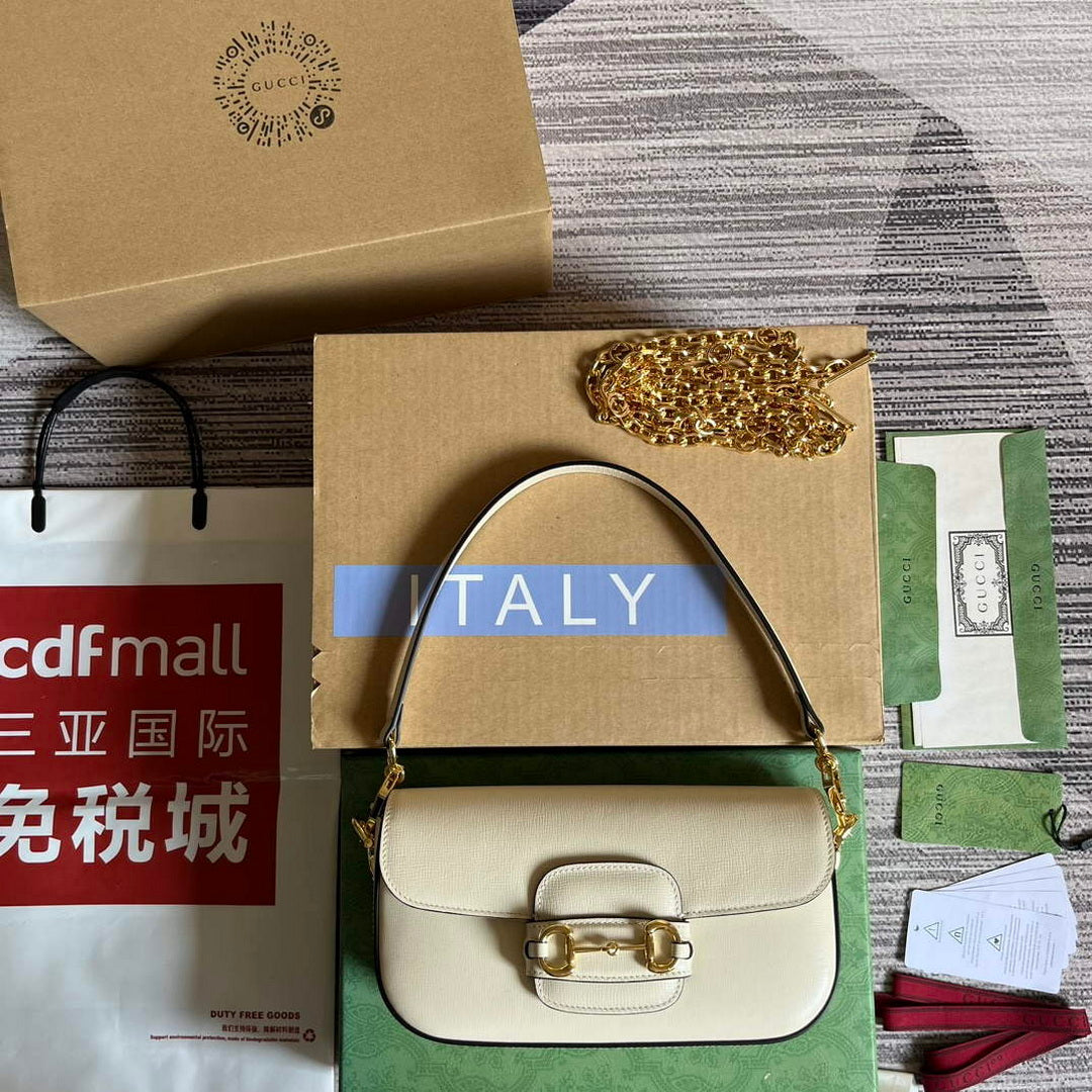 Gucci 735178 Gucci Horsebit 1955 small shoulder bag White - Default Title - View 1