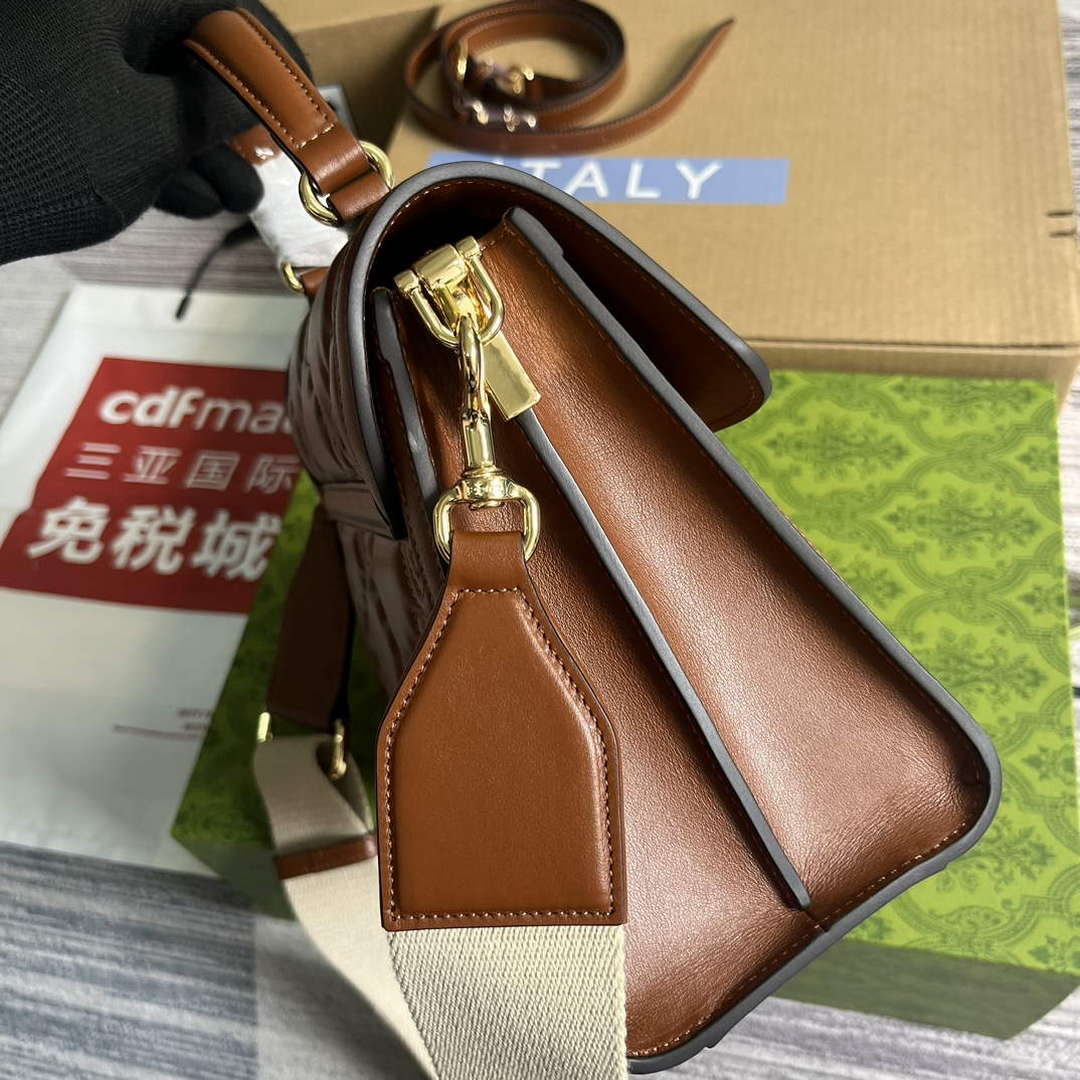 Gucci 736877 GG Matelass¨¦ Handbag Brown