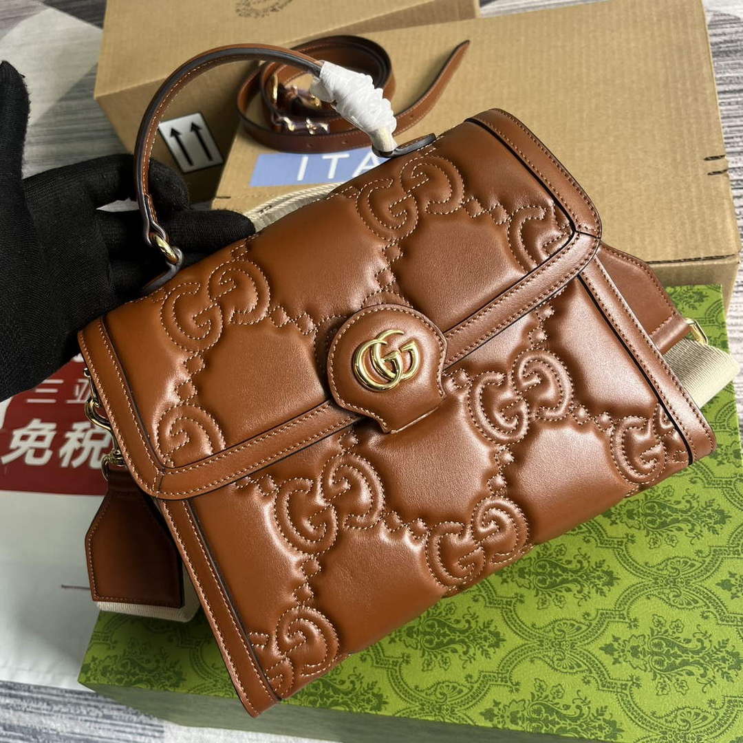 Gucci 736877 GG Matelass¨¦ Handbag Brown