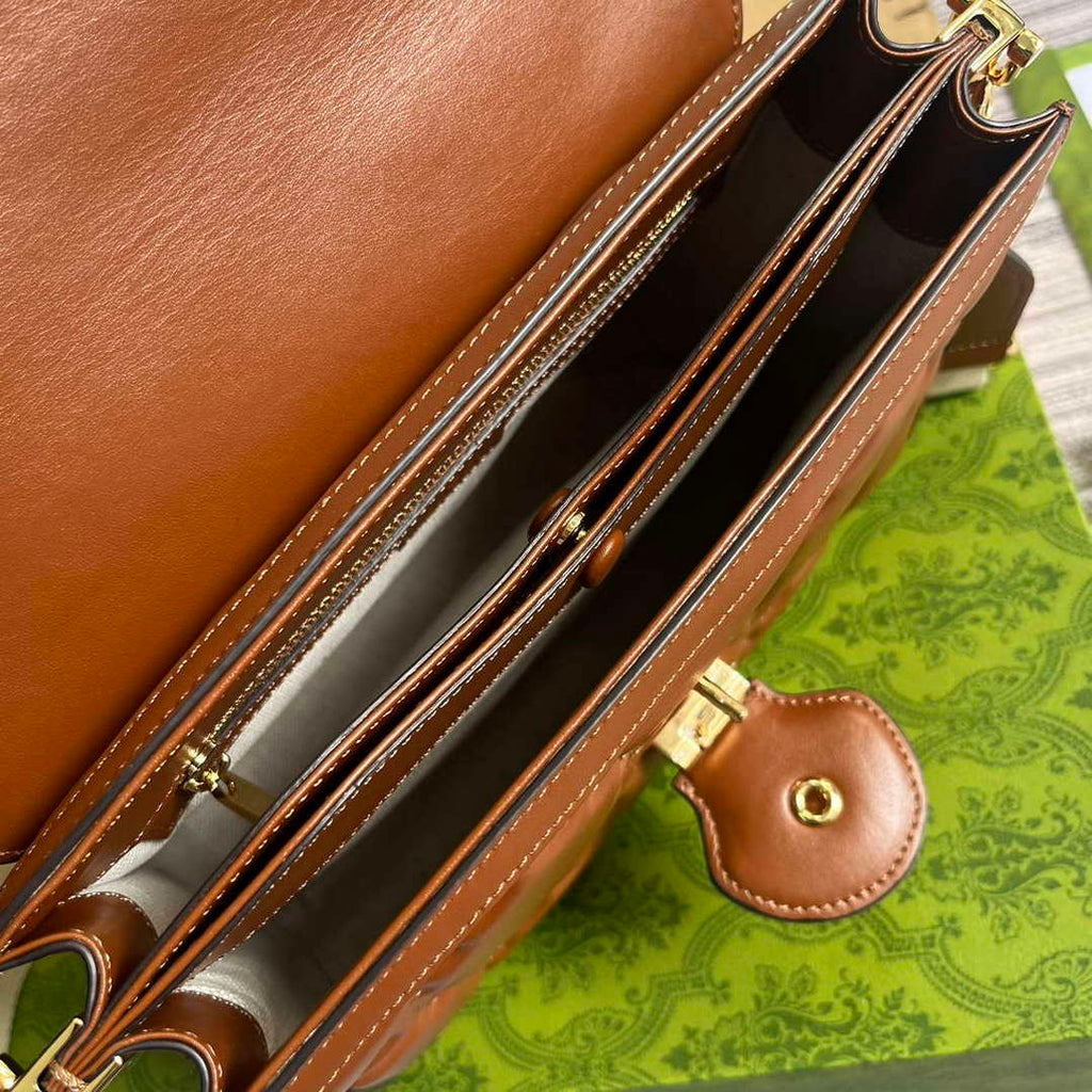 Gucci 736877 GG Matelass¨¦ Handbag Brown