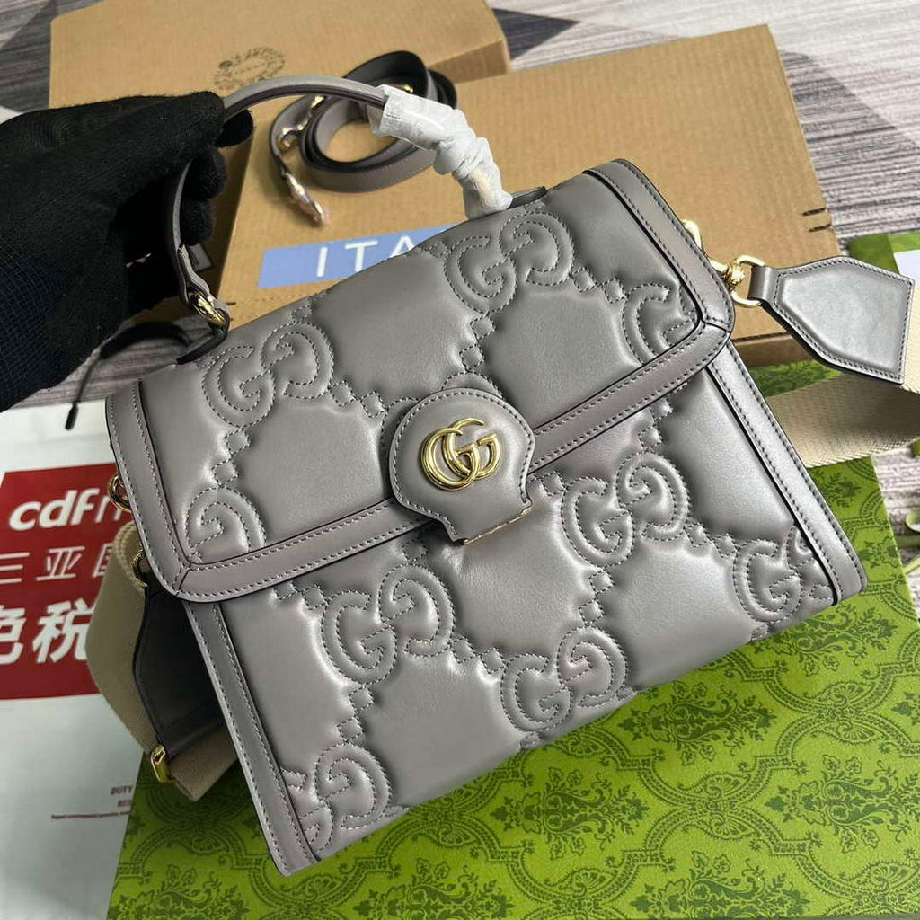 Gucci 736877 GG Matelass¨¦ Handbag Grey