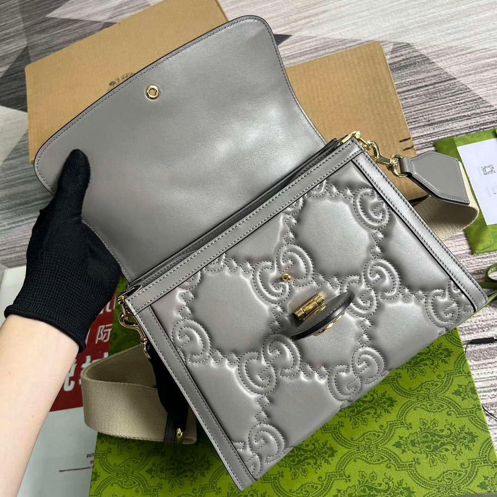 Gucci 736877 GG Matelass¨¦ Handbag Grey