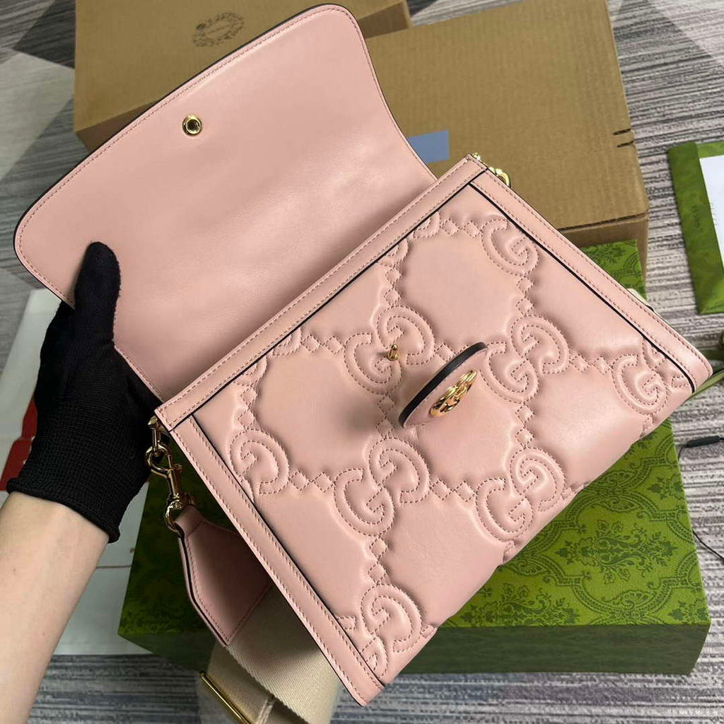 Gucci 736877 GG Matelass¨¦ Handbag Pink