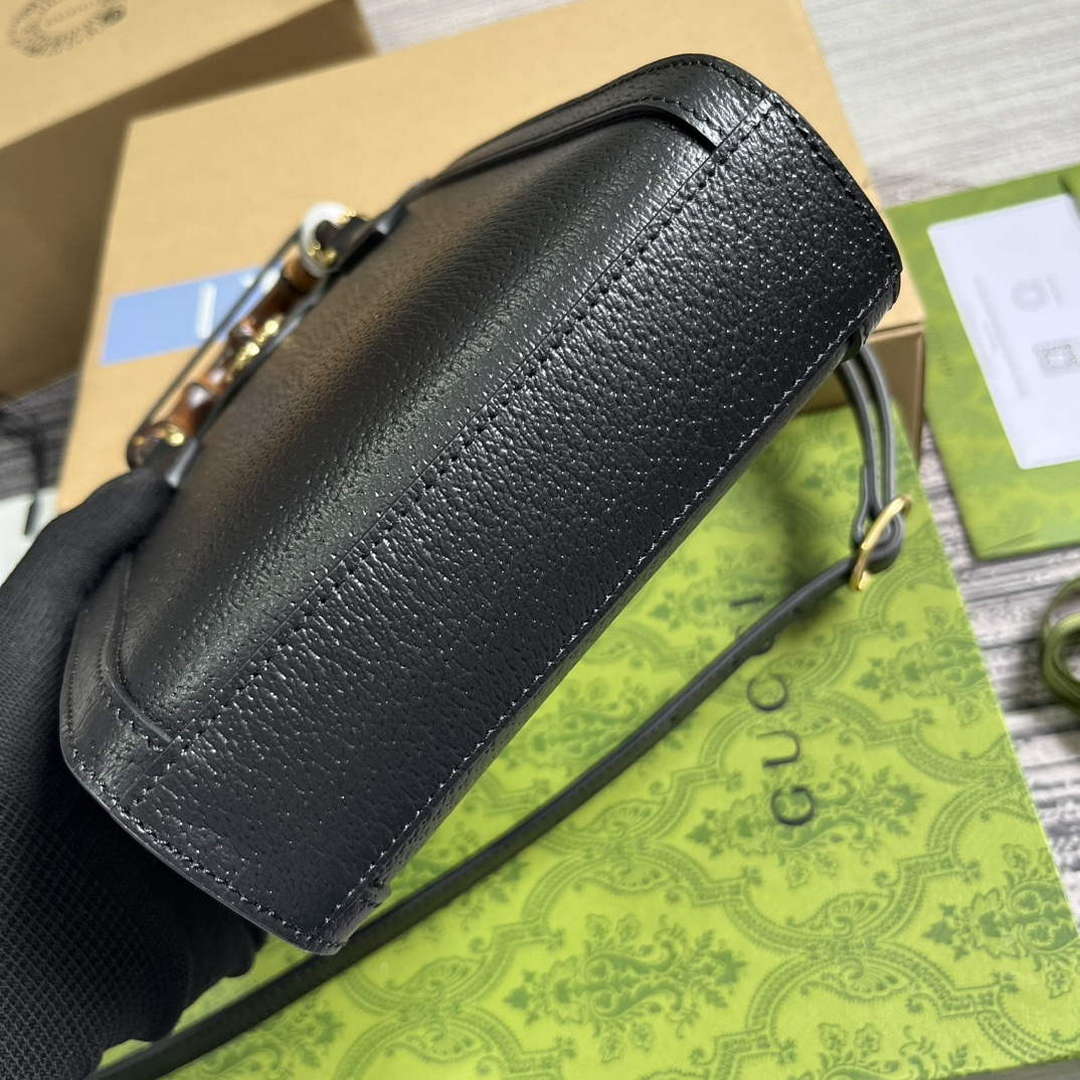 Gucci 739079 Diana Mini Tote Bag Black Leather - Default Title - View 6