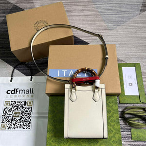 Gucci 739079 Diana Mini Tote Bag White Leather - Default Title - View 2