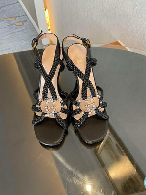 Gucci 739098 Women's crystal Interlocking G sandal G56301 - 35 - View 1