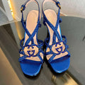Gucci 739098 Women's crystal Interlocking G sandal G56302 - 35 - View 1
