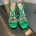Gucci 739098 Women's crystal Interlocking G sandal G56303 - 35 - View 1