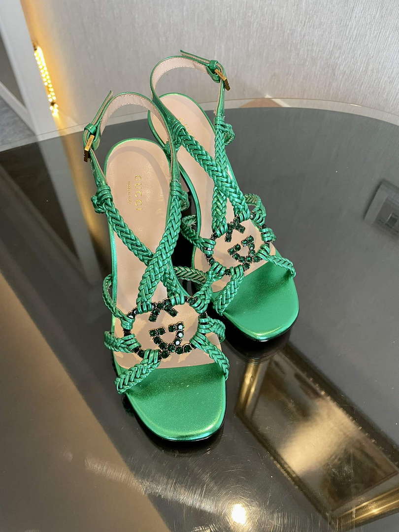 Gucci 739098 Women's crystal Interlocking G sandal G56303 - 35 - View 3
