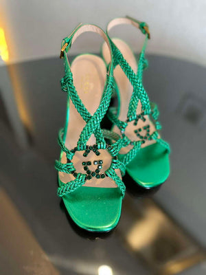 Gucci 739098 Women's crystal Interlocking G sandal G56303 - 35 - View 5
