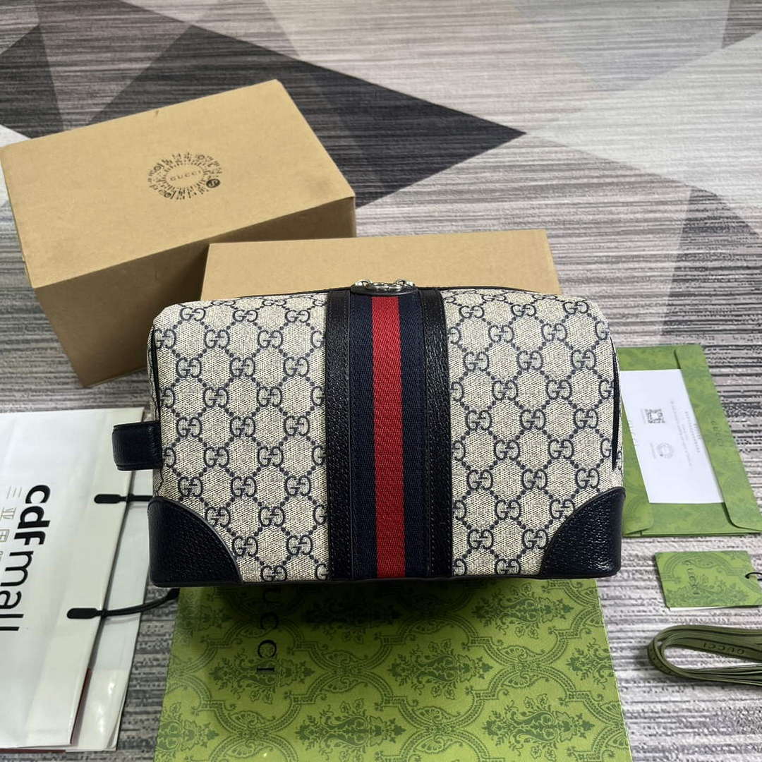 Gucci 739391 Gucci Savoy Toiletry Case Blue - Default Title - View 1