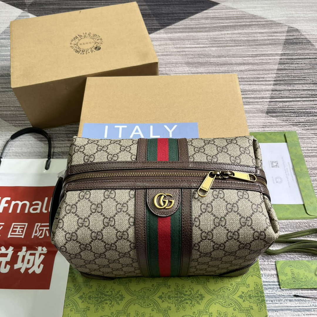 Gucci 739391 Gucci Savoy Toiletry Case Brown - Default Title - View 2