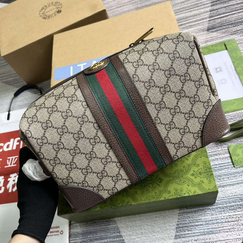 Gucci 739391 Gucci Savoy Toiletry Case Brown - Default Title - View 7