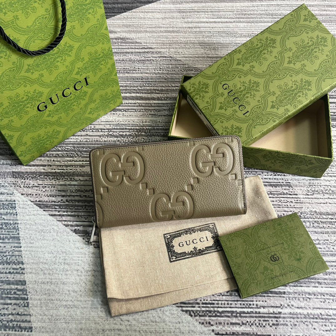 Gucci 739484 Original Gray leather Jumbo GG zip around wallet - Default Title - View 7