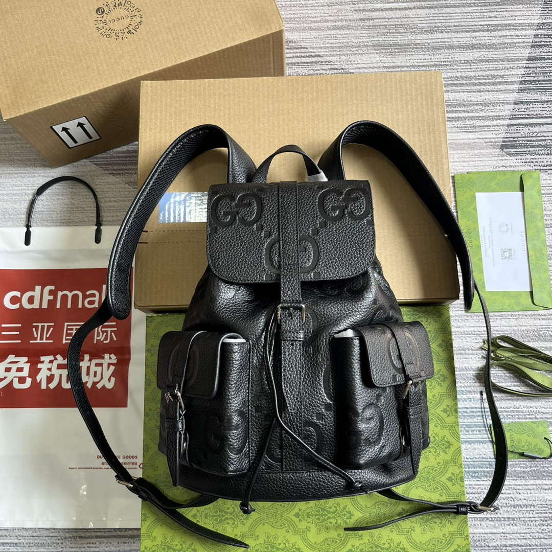 Gucci 739503 Jumbo GG Small Backpack Black - Default Title - View 1