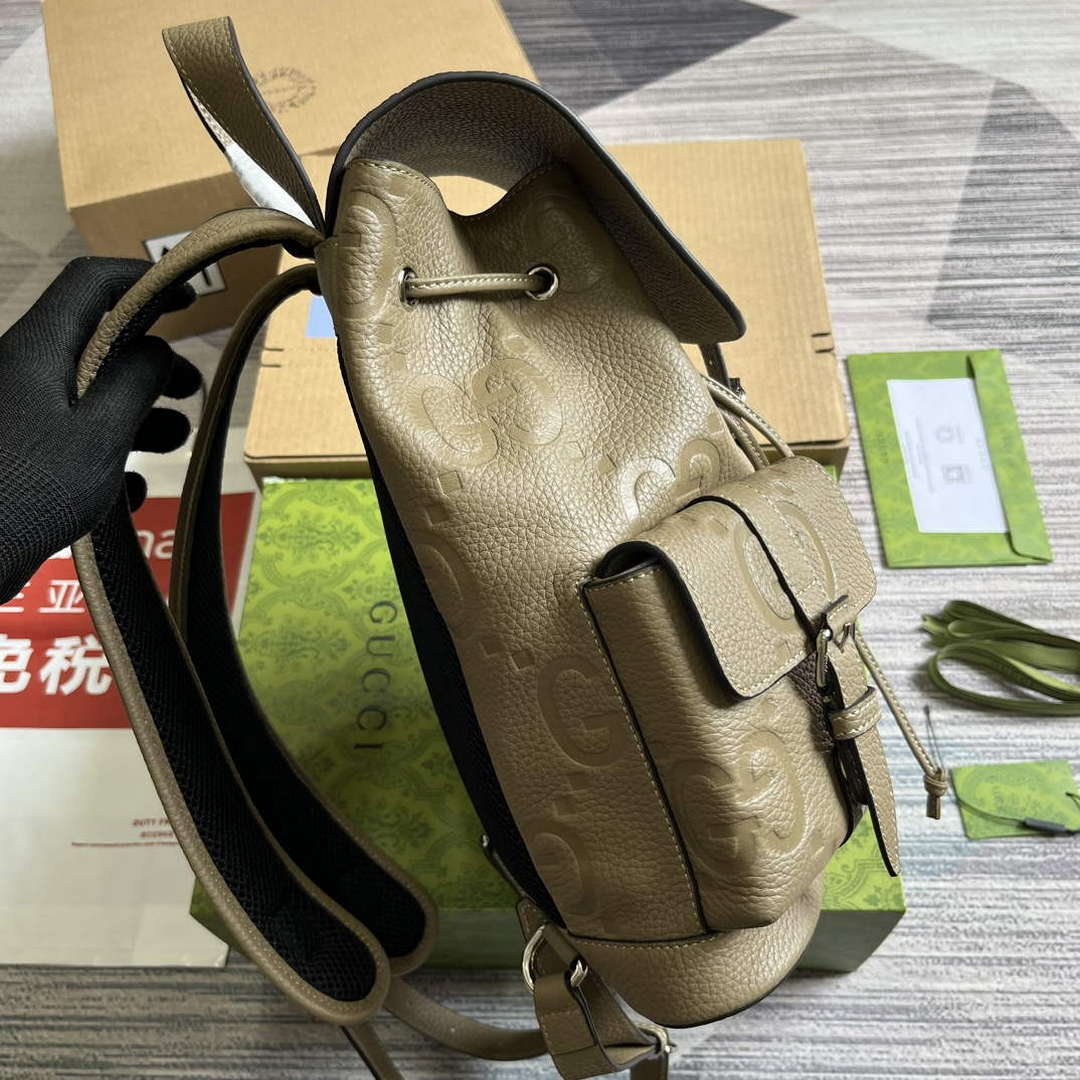 Gucci 739503 Jumbo GG Small Backpack Taupe