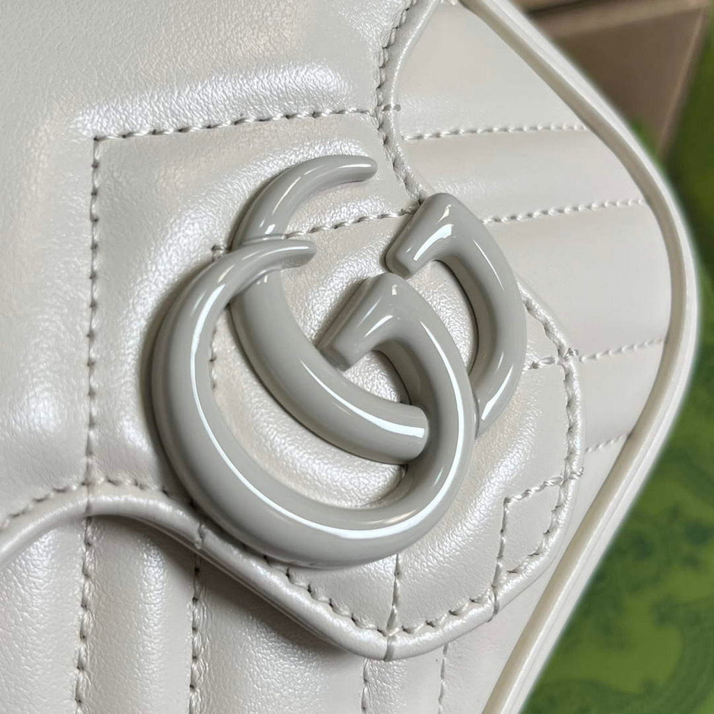 Gucci 739599 GG Marmont Belt Bag White