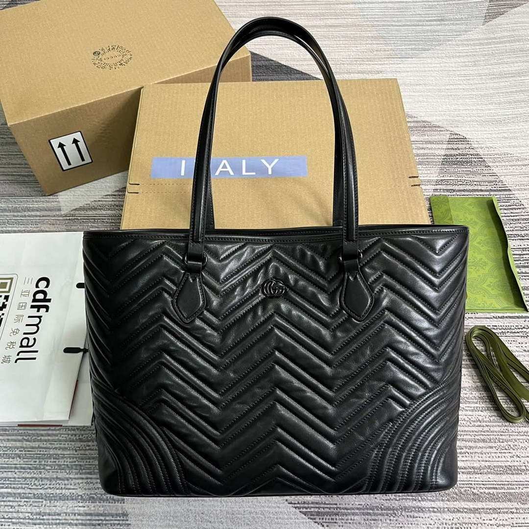 Gucci 739684 GG Marmont Large Tote Bag Black - Default Title - View 1