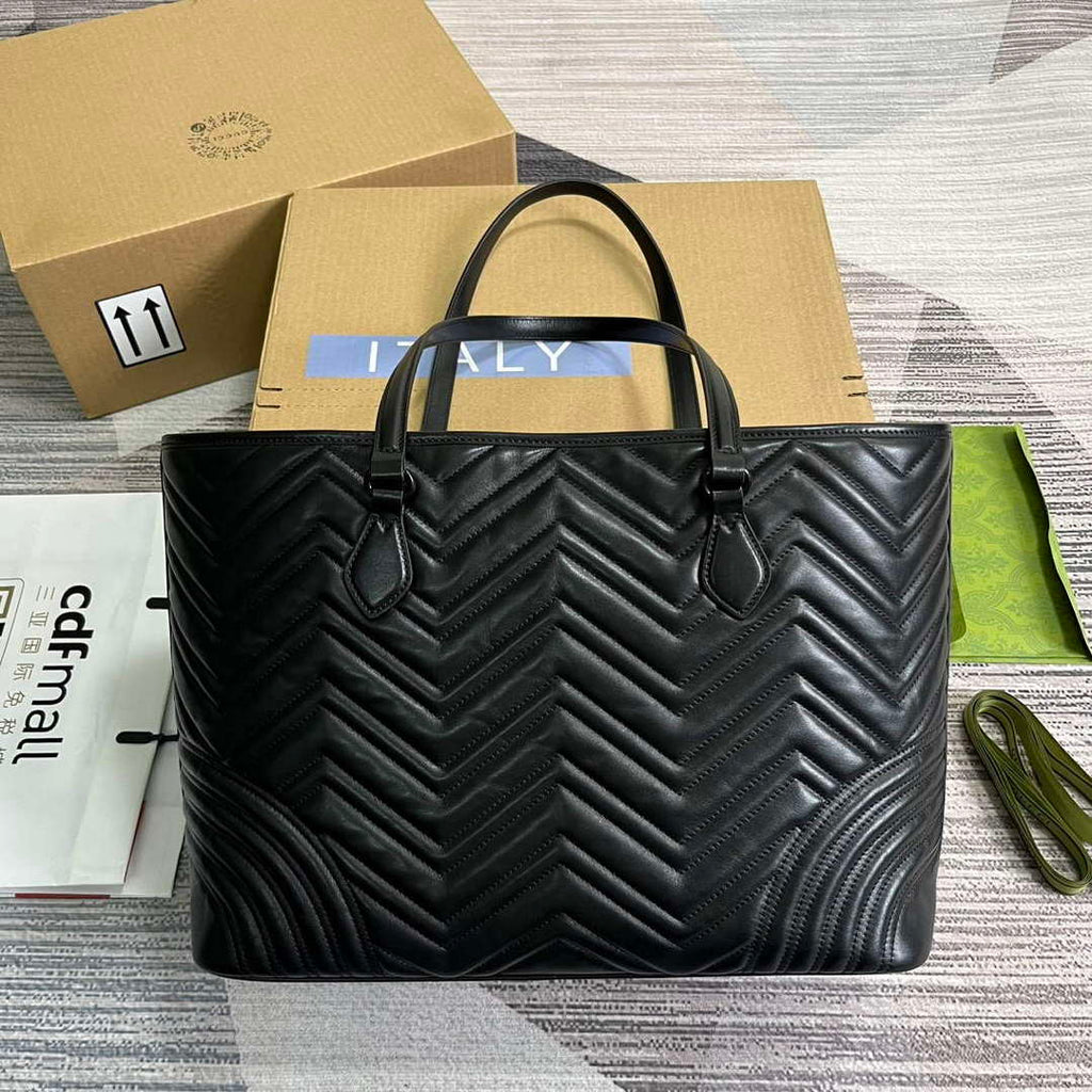 Gucci 739684 GG Marmont Large Tote Bag Black