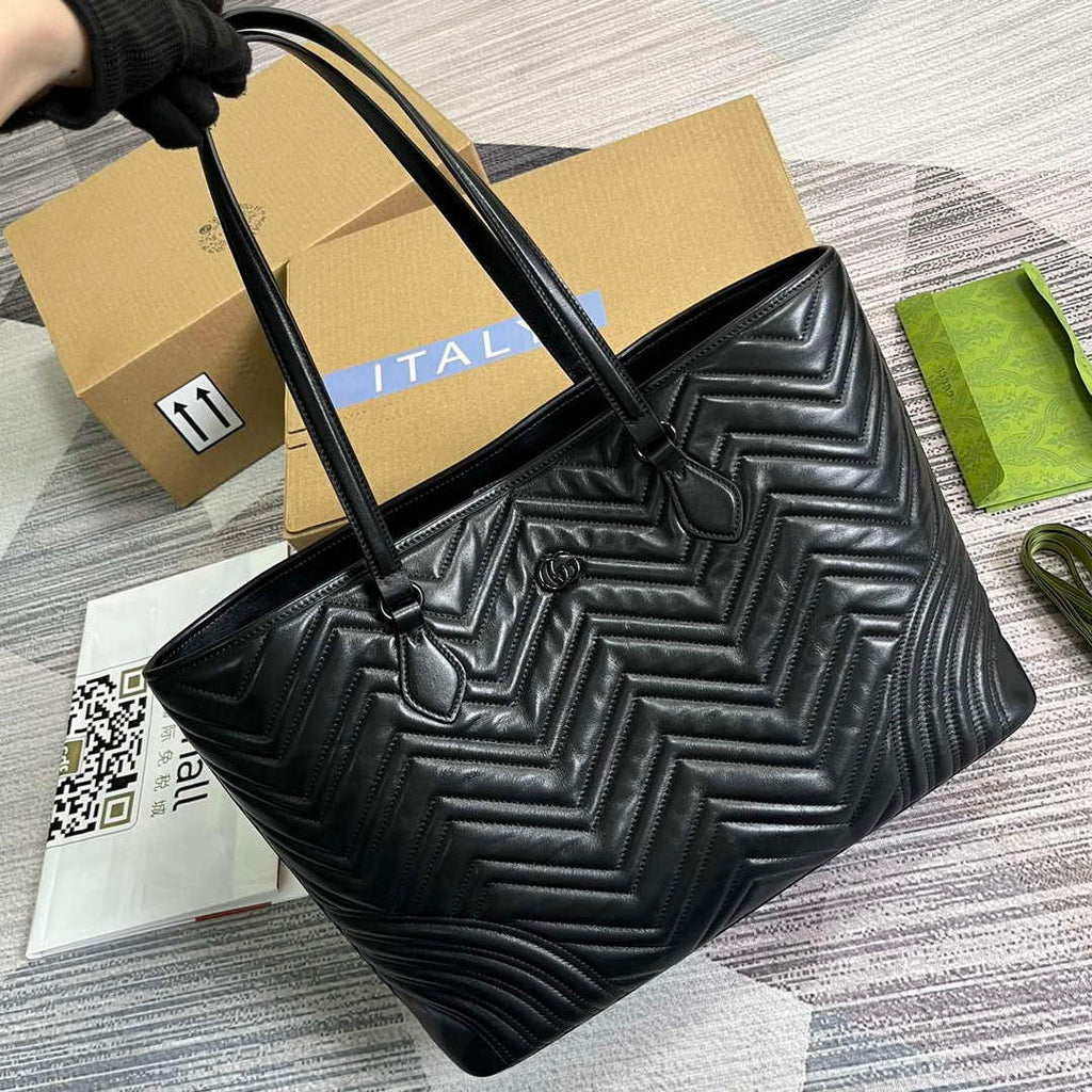 Gucci 739684 GG Marmont Large Tote Bag Black