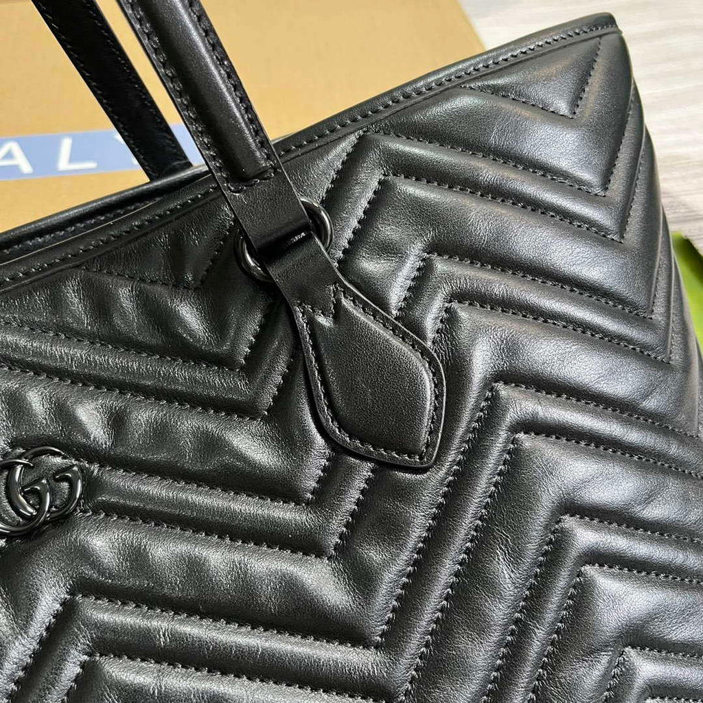 Gucci 739684 GG Marmont Large Tote Bag Black