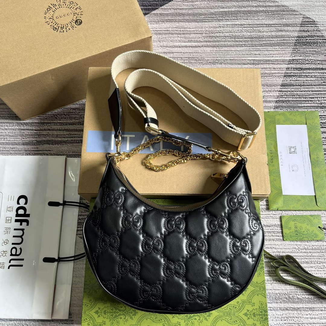 Gucci 739709 GG Matelass¨¦ Small Shoulder Bag Black