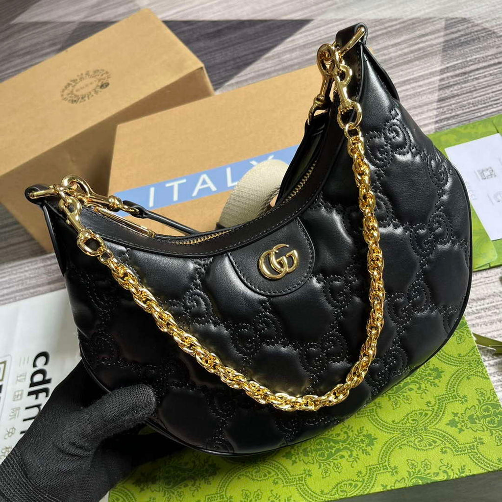 Gucci 739709 GG Matelass¨¦ Small Shoulder Bag Black