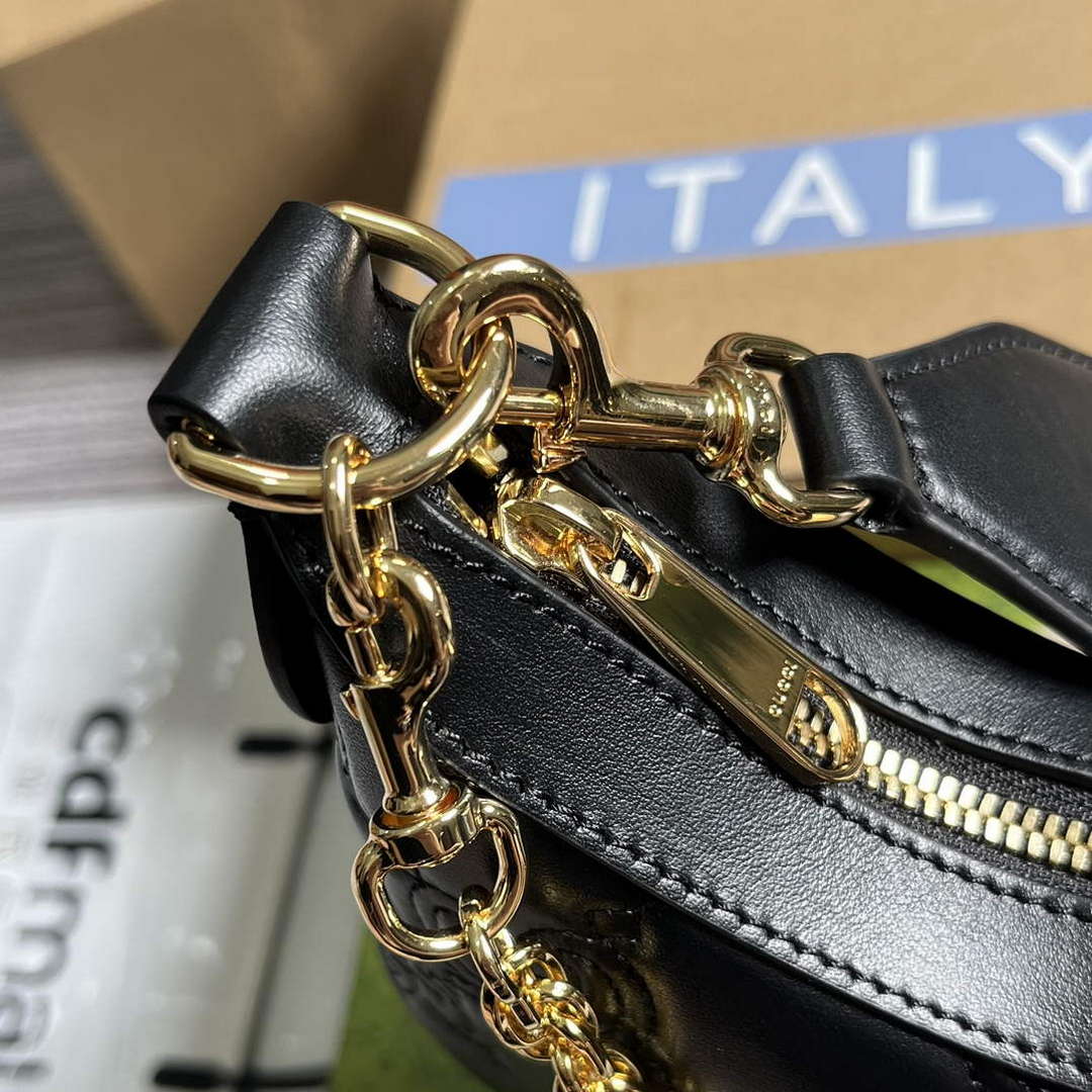 Gucci 739709 GG Matelass¨¦ Small Shoulder Bag Black