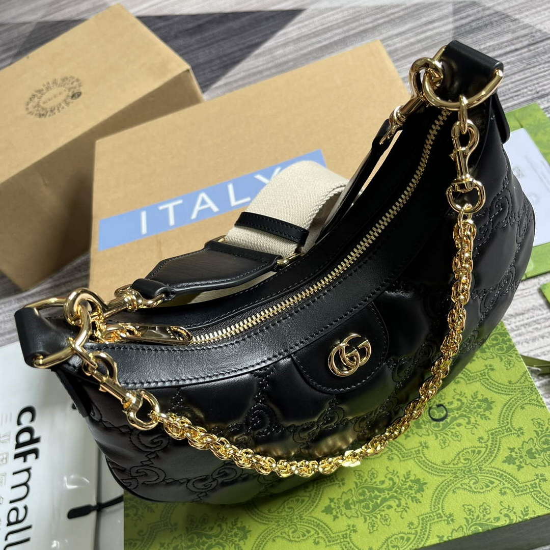 Gucci 739709 GG Matelass¨¦ Small Shoulder Bag Black