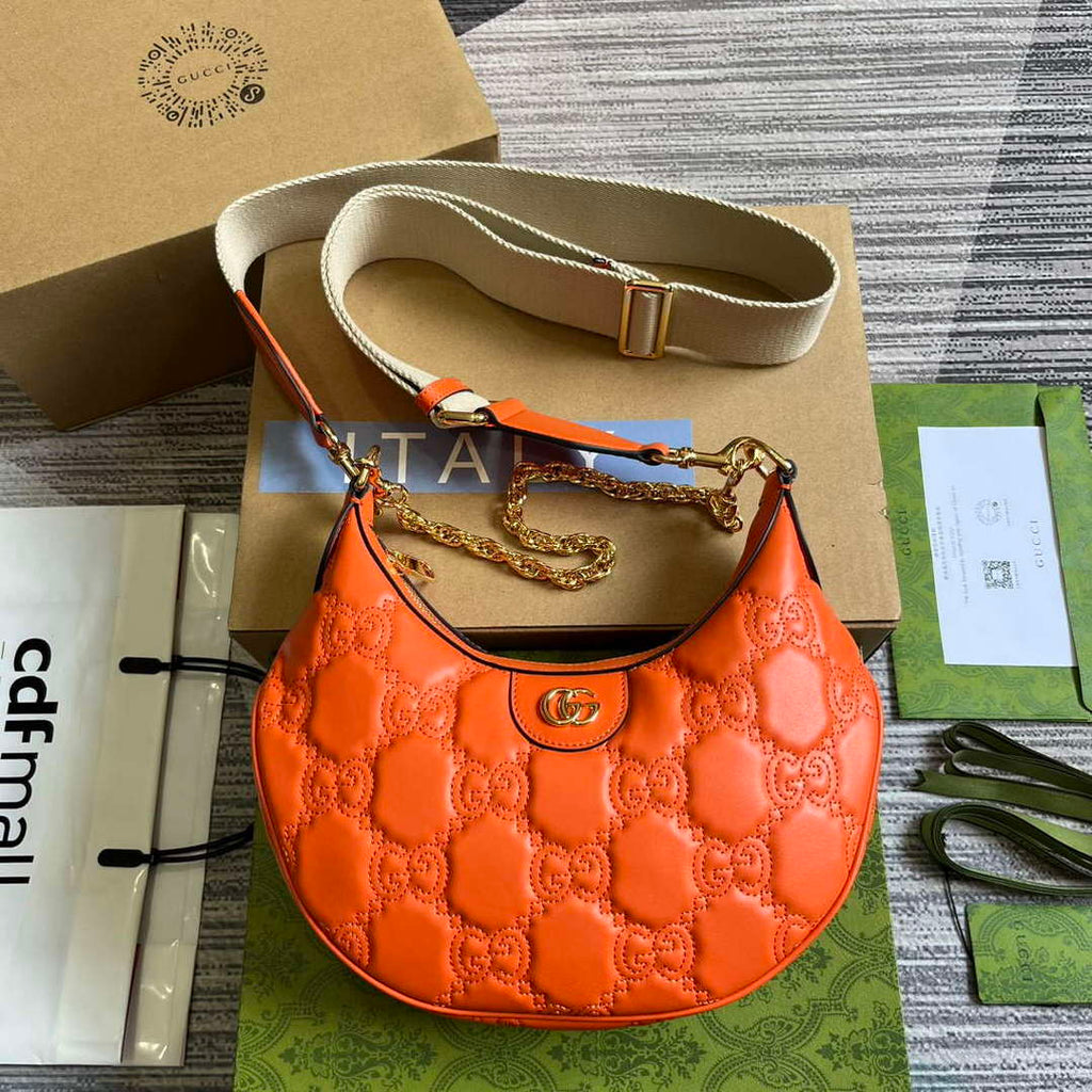Gucci 739709 GG Matelass¨¦ Small Shoulder Bag Orange