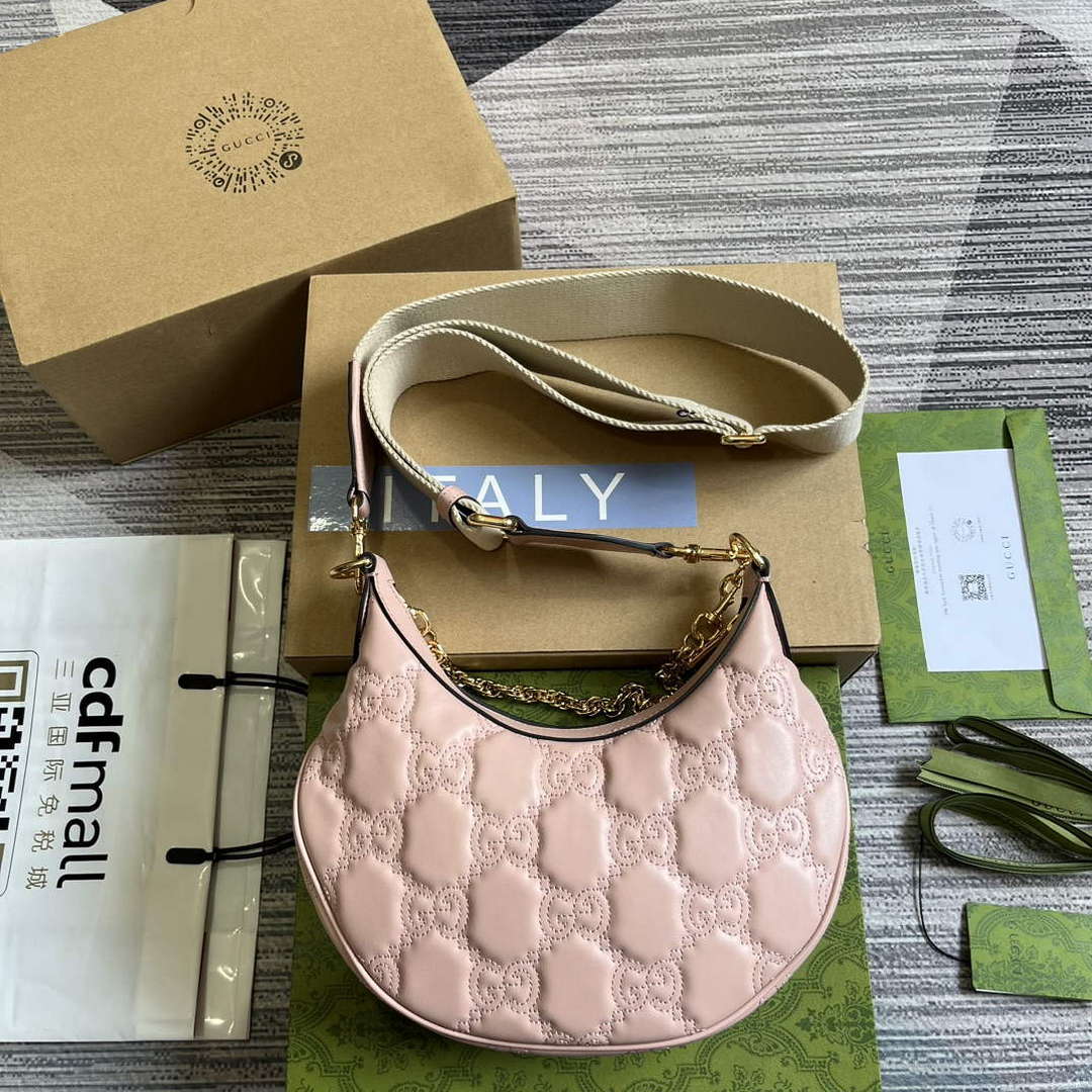Gucci 739709 GG Matelass¨¦ Small Shoulder Bag Pink
