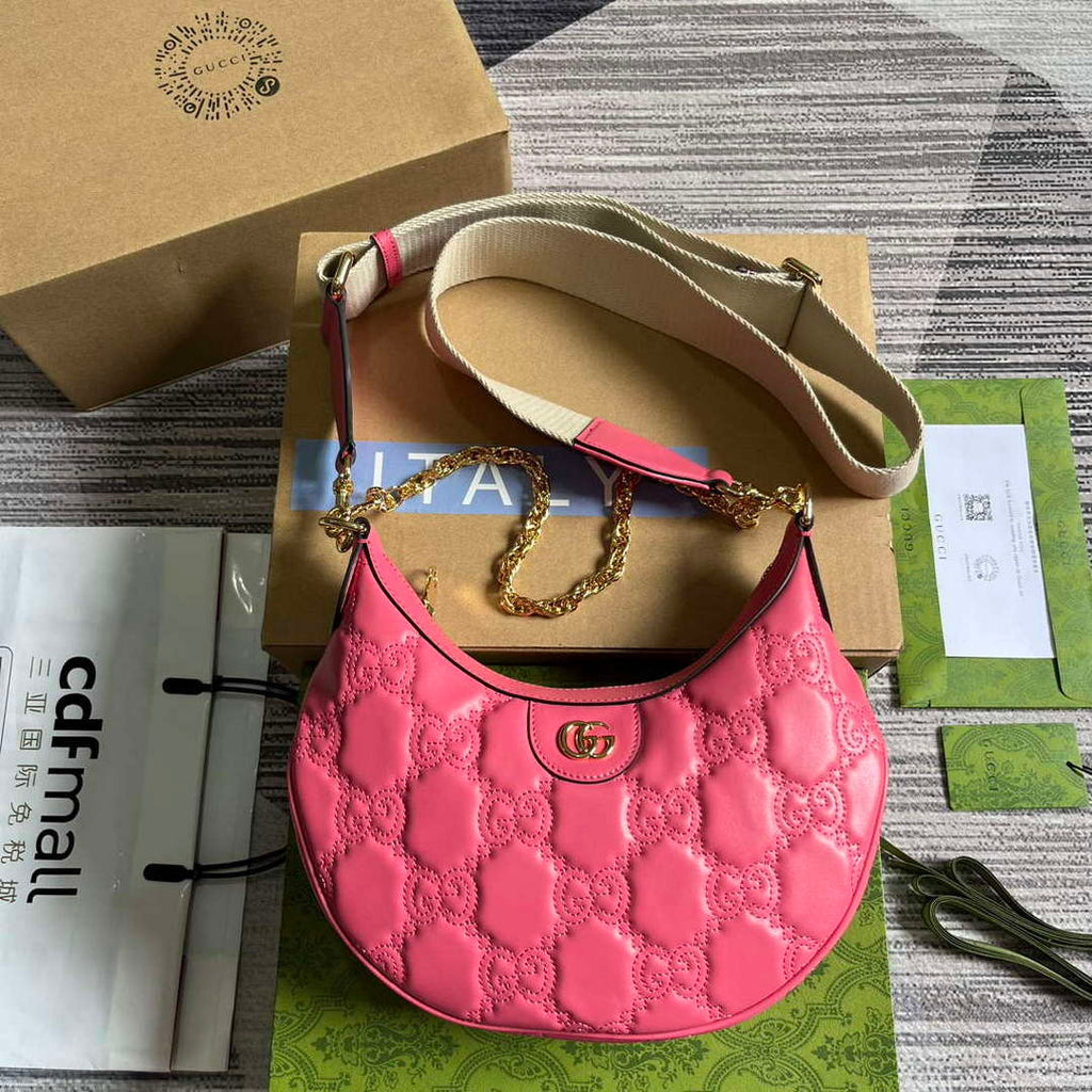 Gucci 739709 GG Matelass¨¦ Small Shoulder Bag Rose pink