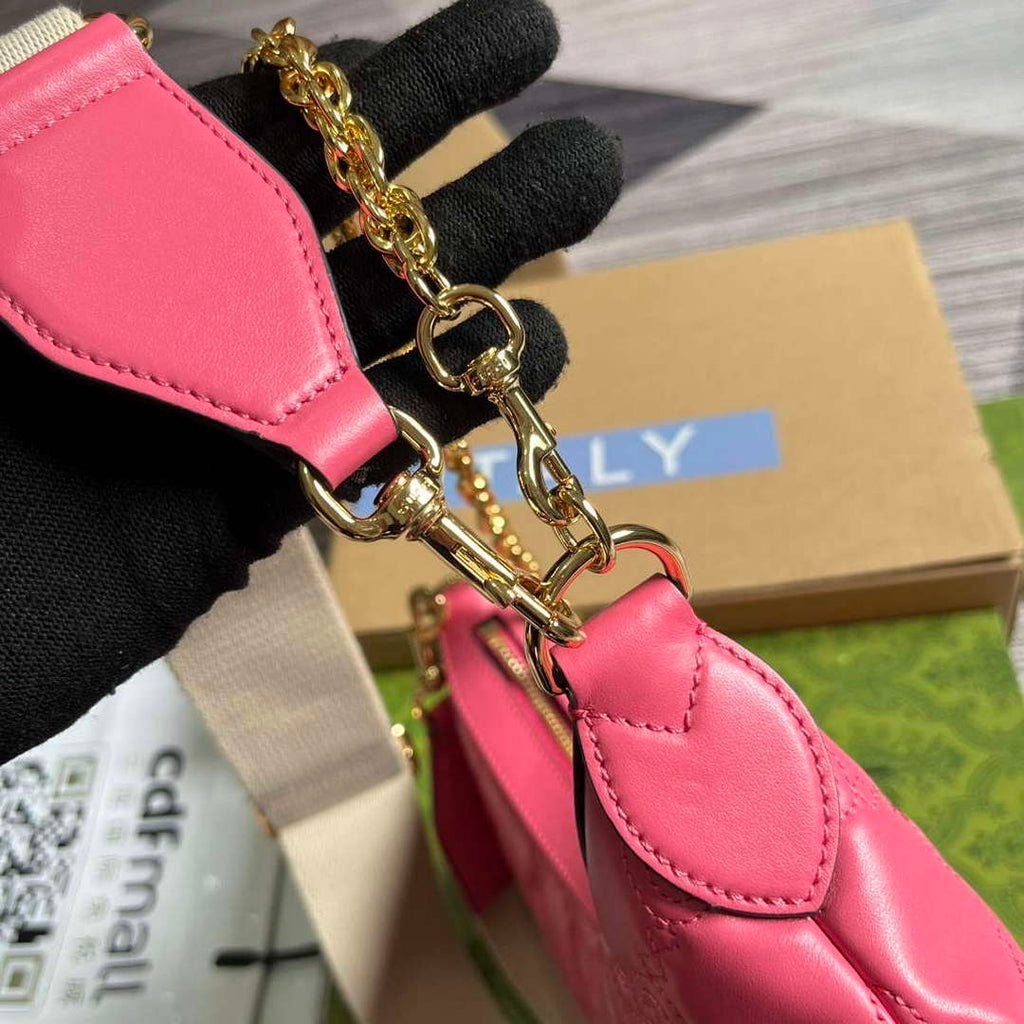 Gucci 739709 GG Matelass¨¦ Small Shoulder Bag Rose pink