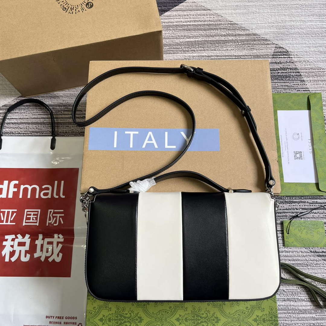Gucci 739721 Petite GG Small Shoulder Bag Black and white - Default Title - View 2