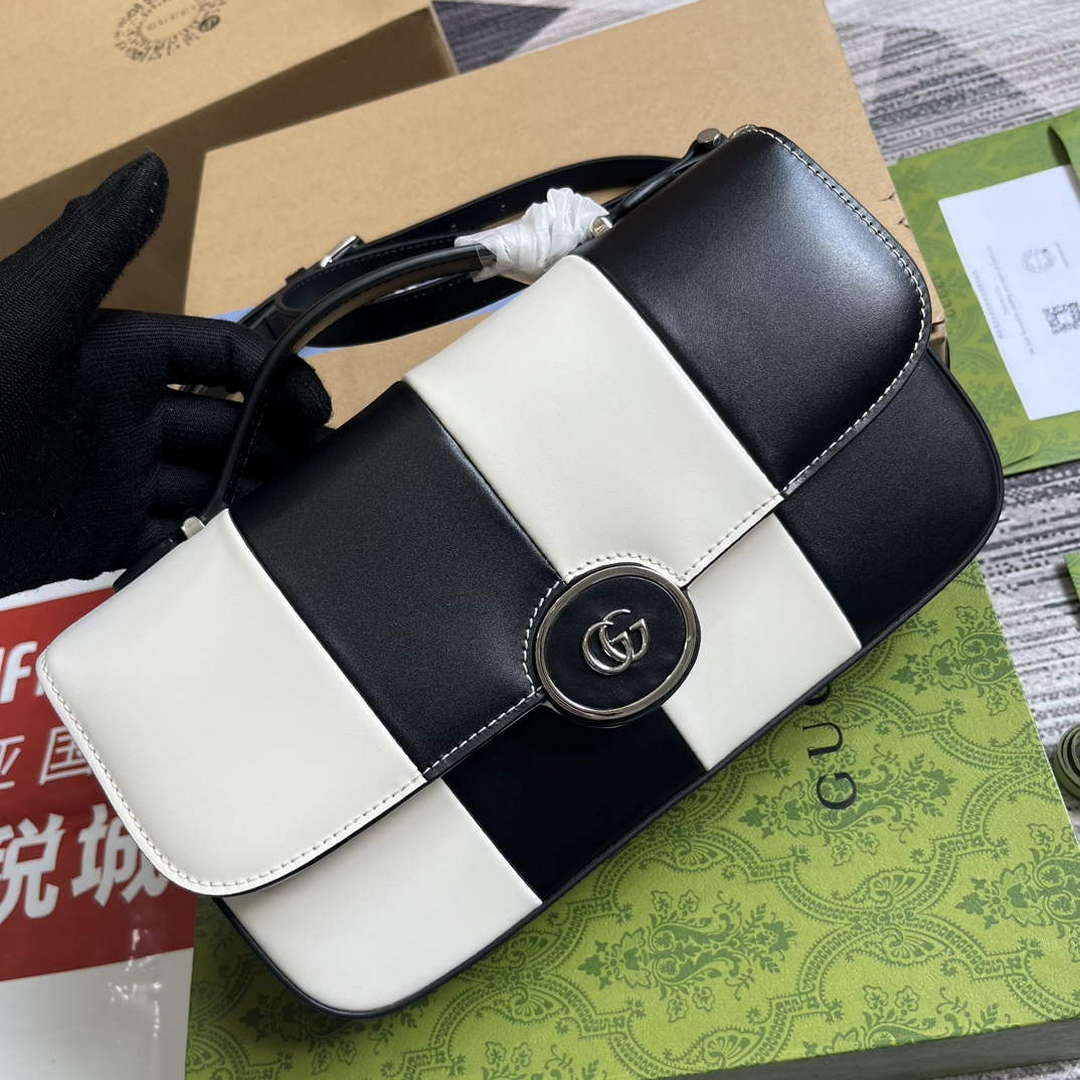 Gucci 739721 Petite GG Small Shoulder Bag Black and white - Default Title - View 4