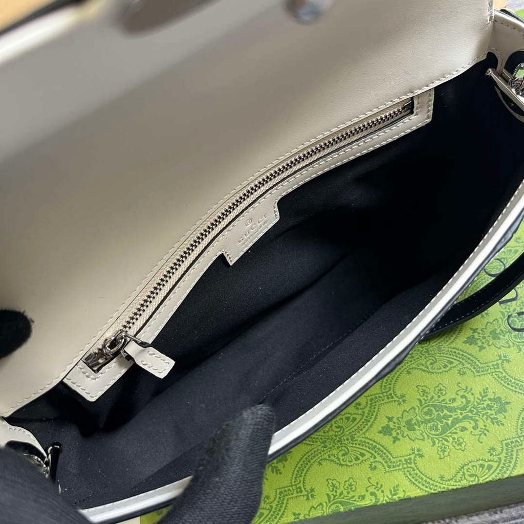 Gucci 739721 Petite GG Small Shoulder Bag Black and white