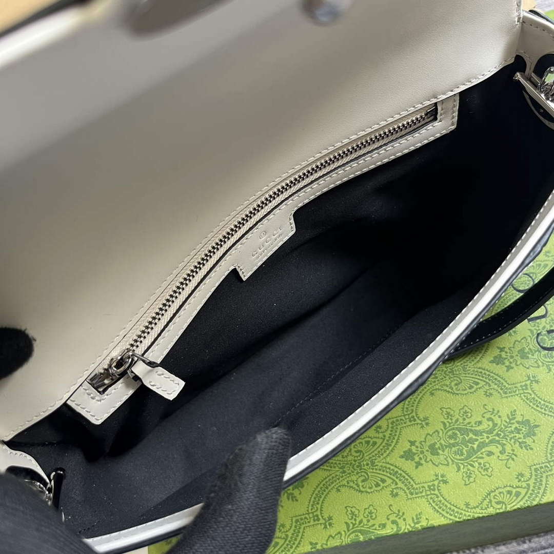 Gucci 739721 Petite GG Small Shoulder Bag Black and white